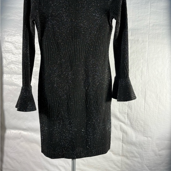 Michael Kors Black Asymmetrical Sheath Dress with Bell Sleeves - Picture 5 of 5